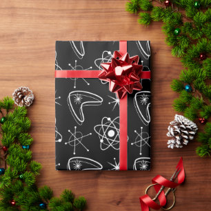 Papel De Regalo Formas Atómicas Navidad Moderno de Mitad de Siglo 