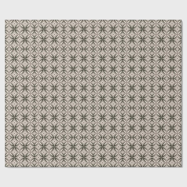 Papel De Regalo Formas circulares retro beige y marrón (Superficie plana)