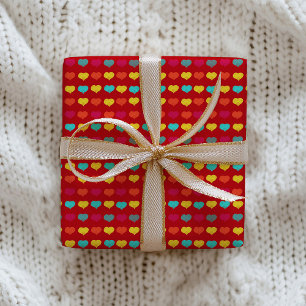 Papel De Regalo Formas de corazón multicolores dibujadas a mano co