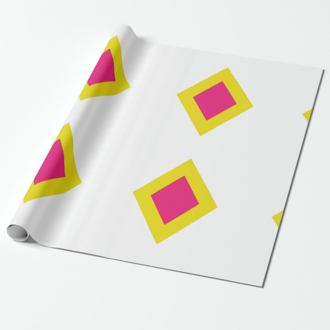 Papel De Regalo Formas de diamante rosa y amarillo (Desenrollado)