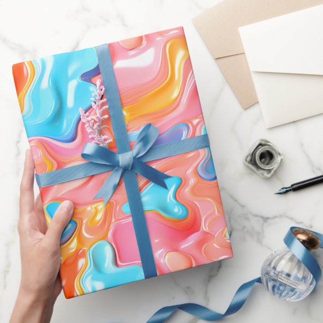 Papel De Regalo Formas de fluidos psicodélicos plásticos (Regalar)