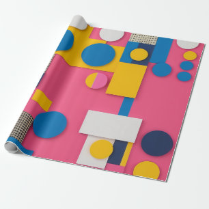 Papel De Regalo Formas geométricas audaces y lúdicas en color vibr