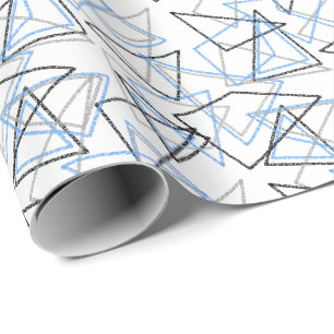Papel De Regalo Formas geométricas en tiza sobre blanco