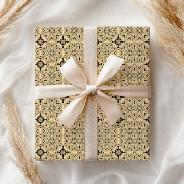 Papel De Regalo Formas negras de marfil neutro inspiradas en Willi (William Morris inspired neutral ivory black shapes Wrapping Paper)