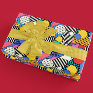 Papel De Regalo Formas Retro Coloridas de los 80