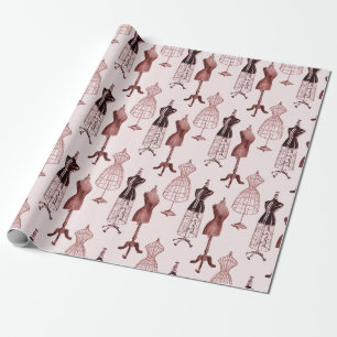 Papel De Regalo Formas rosadas antiguas del vestido