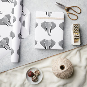 Papel De Regalo Formas simples Geometría Cabeza elefante