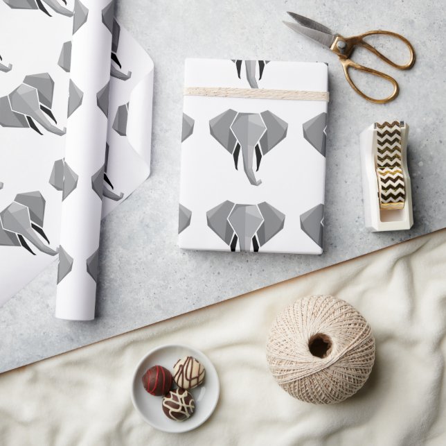 Papel De Regalo Formas simples Geometría Cabeza elefante (Artesanía)