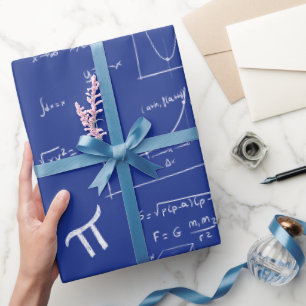 Papel De Regalo Fórmulas Ecuaciones Patrón Matemático Azul Real