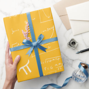 Papel De Regalo Fórmulas y ecuaciones matemáticas amarillas gradua