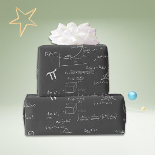 Papel De Regalo Fórmulas y ecuaciones matemáticas blancas gris osc