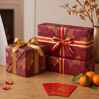 Papel De Regalo Fortuna Imperial | Abundancia de Koi Dorado Gigant