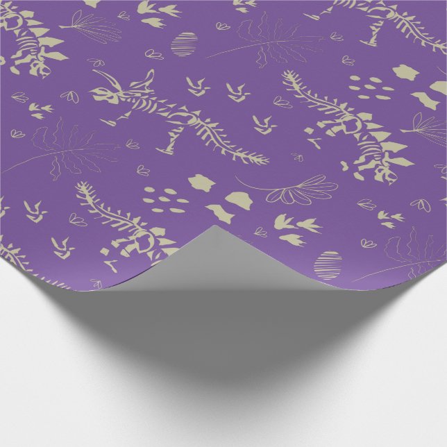 Papel De Regalo Fósiles cavando dinosaurios marrones y beige (Esquina)