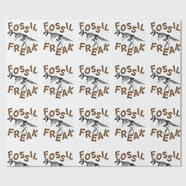 Papel De Regalo Fossil Freak Paleontology Dinosaur Bones (Superficie plana)