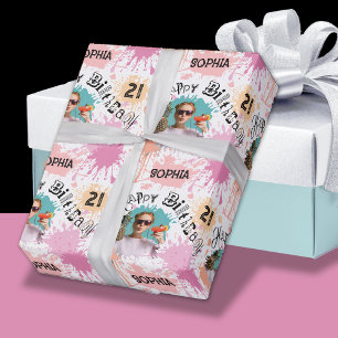 Papel De Regalo Foto 21ª Plantas de pintura rosa de cumpleaños