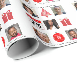 Papel De Regalo FOTO COLLAJE ICONO de Navidad Recuerdo Moderno