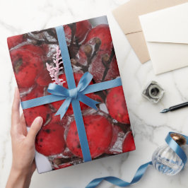 Papel De Regalo Foto de bayas congeladas en una rama de árbol