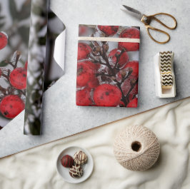 Papel De Regalo Foto de bayas congeladas en una rama de árbol