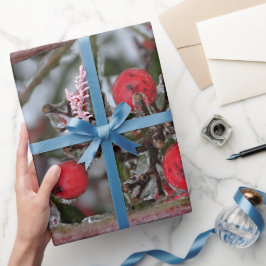 Papel De Regalo Foto de bayas congeladas en una rama de árbol