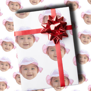 Papel De Regalo Foto de bebé personalizada, foto de la cara del be