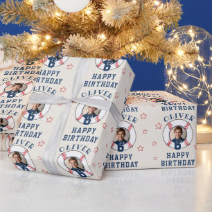 Papel De Regalo Foto de cumpleaños personalizada de pelota de béis