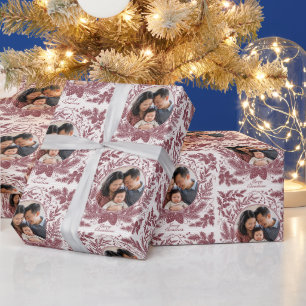 Papel De Regalo Foto de familia botánica vintage en Navidad - Rojo