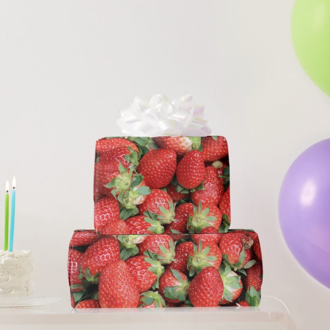 Papel De Regalo Foto de Fresas de Jugo Rojo (Regalos de fiesta)