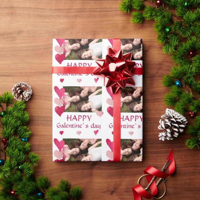 Papel De Regalo Foto de Galentine's Day, amigo del corazón rosado (Regalo de vacaciones)