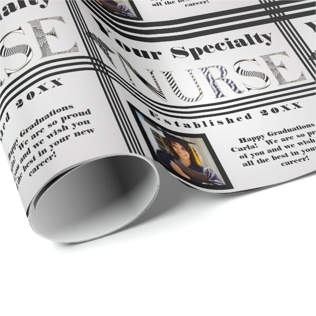 Papel De Regalo Foto de graduación de especialidad de Enfermería p (Esquina del rollo)