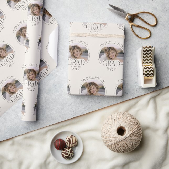 Papel De Regalo Foto de Graduación de la Clase de 2026 con Crema P (Artesanía)