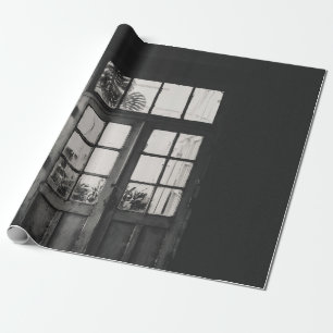 PAPEL DE REGALO FOTO DE GRAYSCALE DE LA PUERTA DE CRISTAL CLARA DE