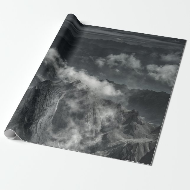 PAPEL DE REGALO FOTO DE GRAYSCALE DE MONTAÑA RANGE (Desenrollado)