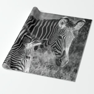 PAPEL DE REGALO FOTO DE GRAYSCALE DE ZEBRAS