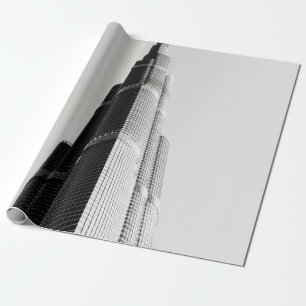 PAPEL DE REGALO FOTO DE GRAYSCALE DEL EDIFICIO DE ALTO AUMENTO