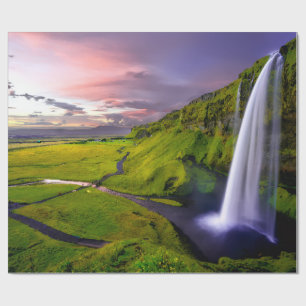 Papel De Regalo Foto de la cascada islandesa verde naturaleza