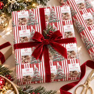 Papel De Regalo Foto de la familia Bow Preppy raya roja Feliz Navi