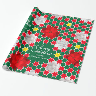 Papel De Regalo Foto de la familia de Navidades rojos Star Poinset