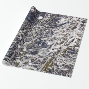 Papel De Regalo Foto de la naturaleza de ramas cubiertas de nieve 