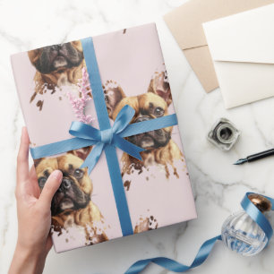 Papel De Regalo Foto de mascota personalizada Envoltura rosa per