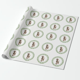 Papel De Regalo Foto de mascota personalizada moderna verde salvia