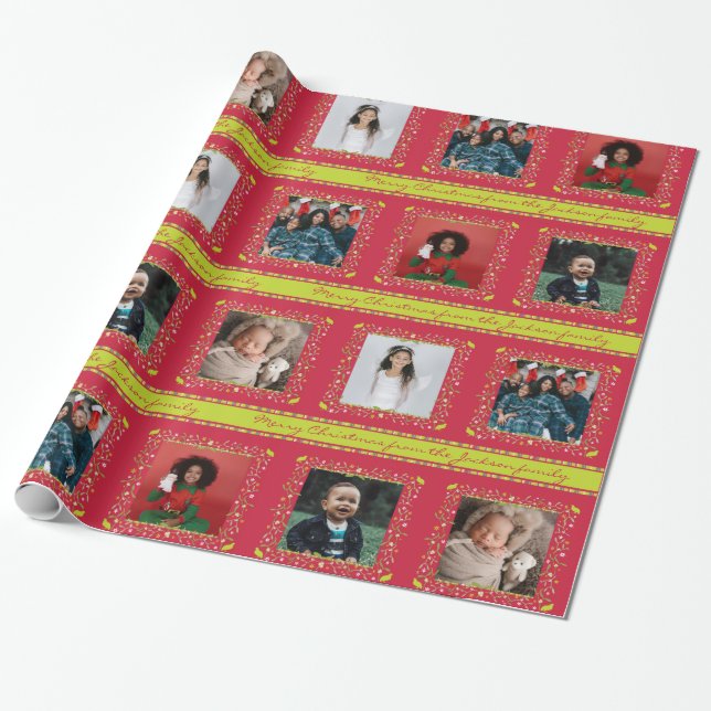 Papel De Regalo Foto de Mistletoe partridge striks Navidades rojos (Desenrollado)