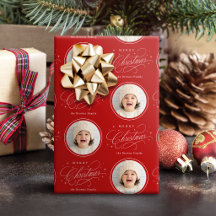 Foto de Navidad alegre con caligrafía elegante roj