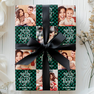Papel De Regalo Foto de Navidad Alegre y Brillante de Cuadro de Bú
