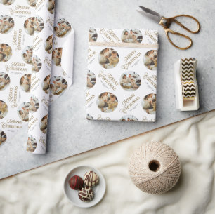 Papel De Regalo Foto de Navidad personalizada de familia elegante