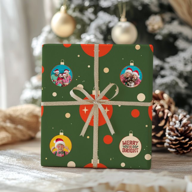 Papel De Regalo Foto de Navidades de merry y Bright (Merry and Bright Photo Christmas Wrapping Paper)