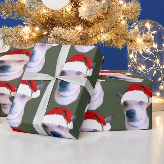 Papel De Regalo Foto de Navidades de perro personalizado (Vacaciones)