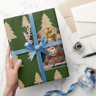 Papel De Regalo Foto de Navidades personalizados de un árbol rústi