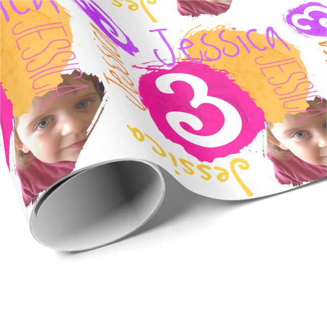 Papel De Regalo Foto de nombre personalizada Envoltura de pintura  (Esquina del rollo)