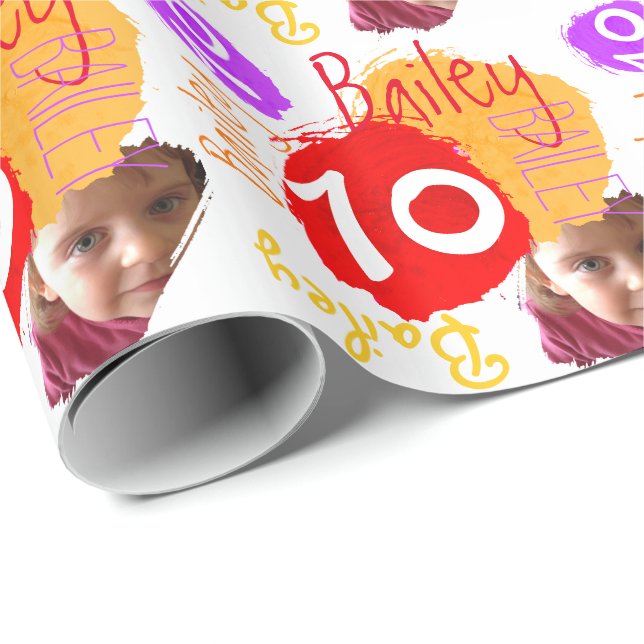 Papel De Regalo Foto de nombre personalizada Envoltura de pintura  (Esquina del rollo)