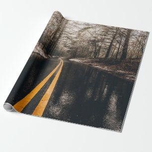 PAPEL DE REGALO FOTO DE PAISAJE DE LA CARRETERA DE ASPHALT MIENTRA